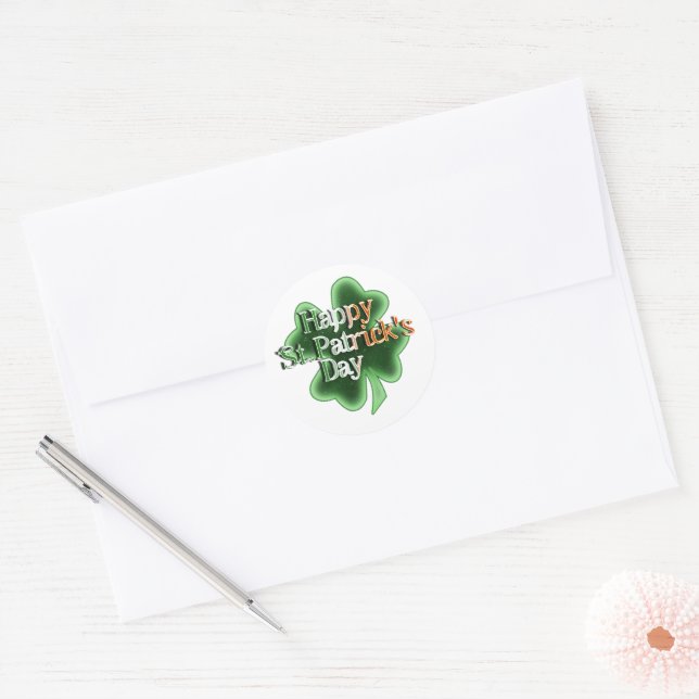 Adesivo Redondo Irish Flag Happy St. Patrick's Day (Envelope)