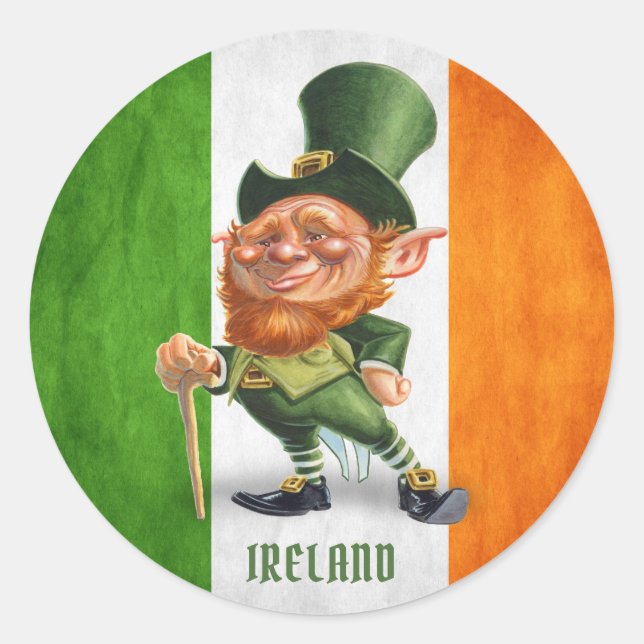 ADESIVO REDONDO IRISH FLAG LEPRECHAUN (Frente)