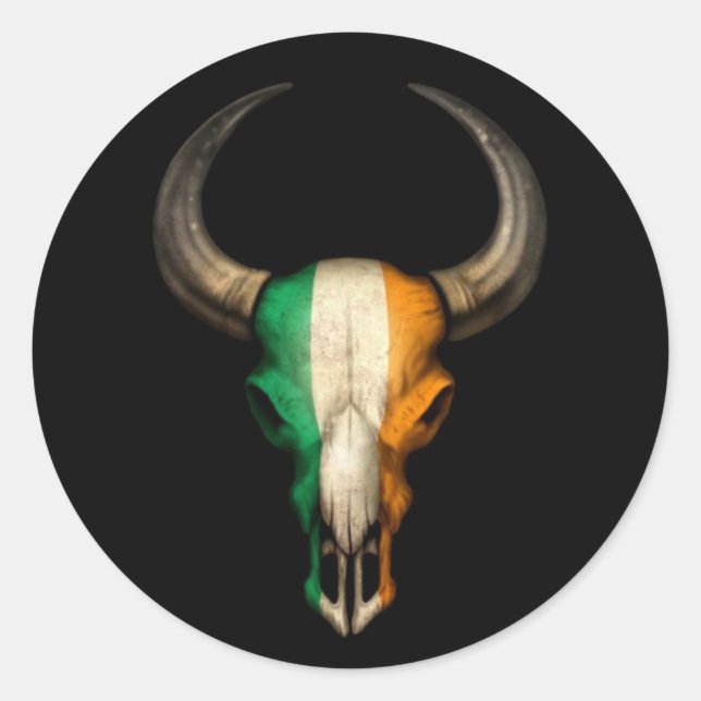 Adesivo Redondo Irish Flag Skull em preto (Frente)