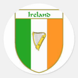Adesivo Redondo Irish Harp Flag Shield