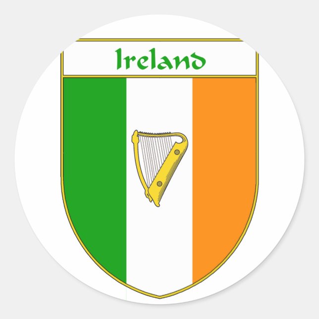 Adesivo Redondo Irish Harp Flag Shield (Frente)