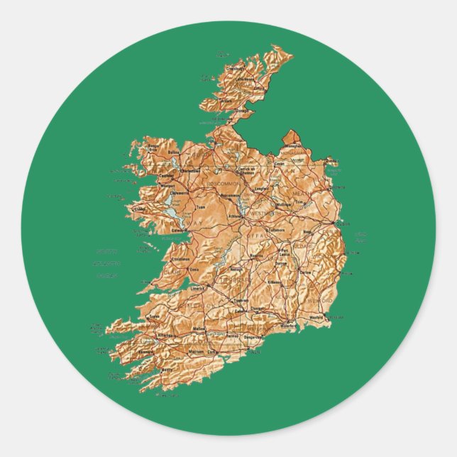Adesivo Redondo Irish Map Sticker (Frente)