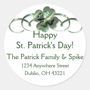 Adesivo Redondo Irish Return Address Labels :: Shamrock Design 10