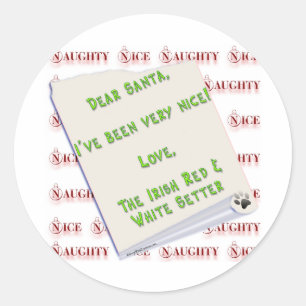 Adesivo Redondo Irish Setter Naughty Nice