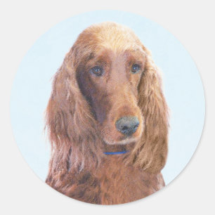Adesivo Redondo Irish Setter Painting - Bela Arte Original De Cach
