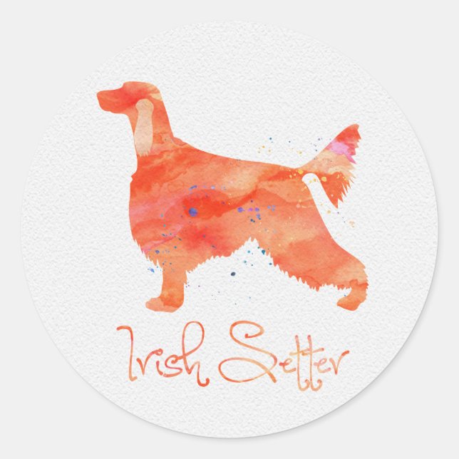 Adesivo Redondo Irish Setter Watercolor Design (Frente)