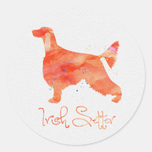 Adesivo Redondo Irish Setter Watercolor Design