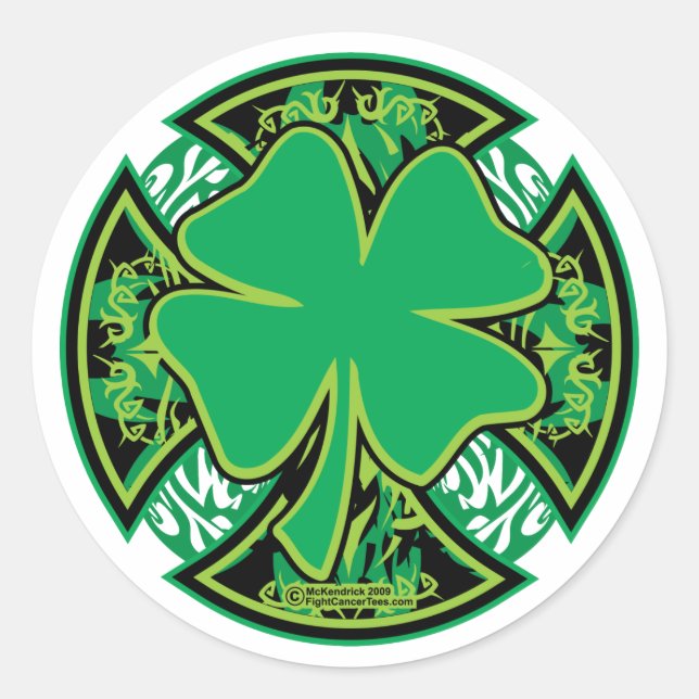 Adesivo Redondo Irish Shamrock Cross (Frente)