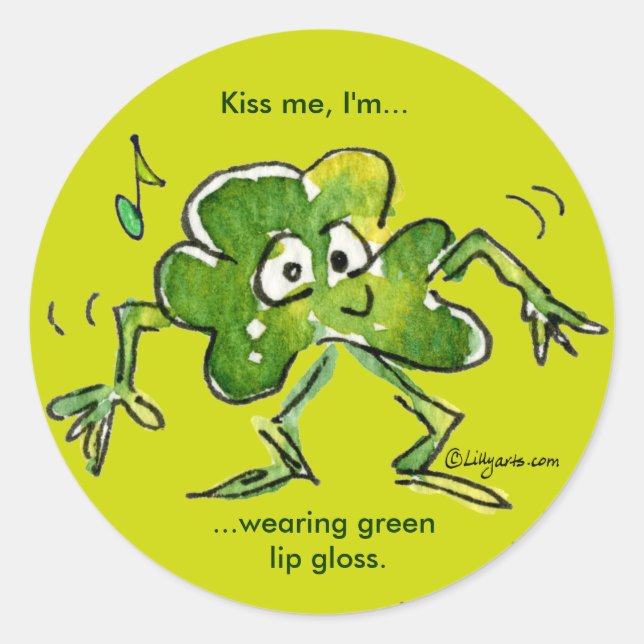 Adesivo Redondo Irish Shamrock n Roll 04 Sticker (Frente)