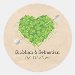 Adesivo Redondo Irish Wedding Shamrock Heart