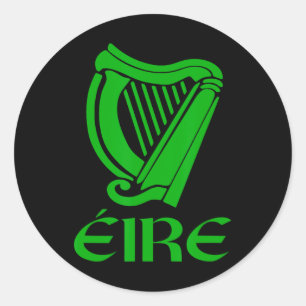 Adesivo Redondo Irlanda Eire Eireann Irish Pride Gaelic Harp Rua P