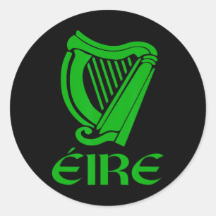 Adesivo Redondo Irlanda Eire Eireann Orgulho Irlandês Harpa Gaélic