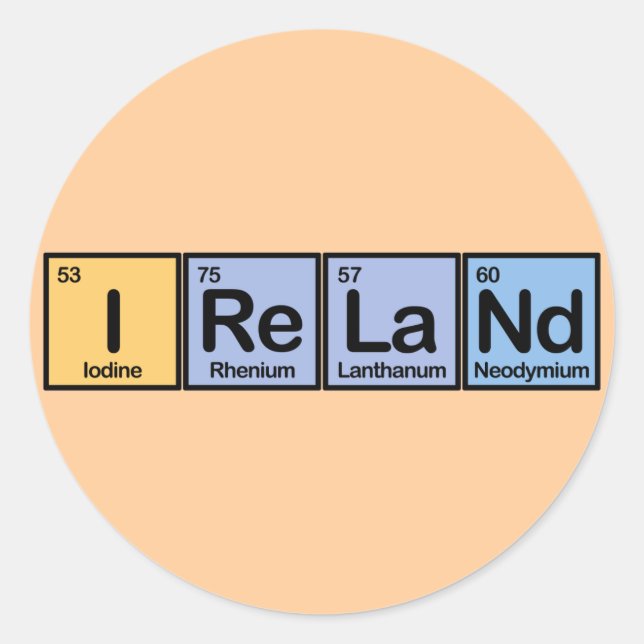 Adesivo Redondo Irlanda feita de Elementos (Frente)