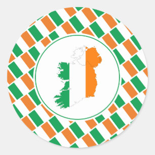 Adesivo Redondo IRLANDA FLAG - Mapa Irlandês Na moda Patriótico