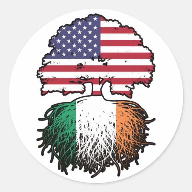 Adesivo Redondo Irlanda Irlandês Americano EUA Estados Unidos Amér (Frente)