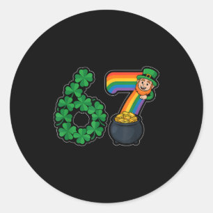Adesivo Redondo Irlandês 67 Seis Sete 6 7 Meme Dia de São Patrício