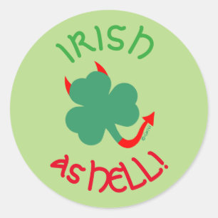 Adesivo Redondo Irlandês como Inferno Dançando Shamrock 