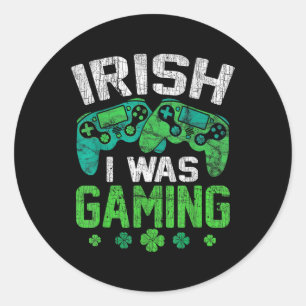 Adesivo Redondo Irlandês Eu Estava Jogando Vídeo Engraçado Shamroc