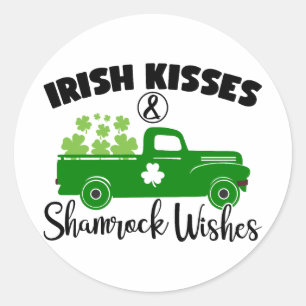 Adesivo Redondo Irlandês Kisses & Shamrock deseja ☘️ 💚
