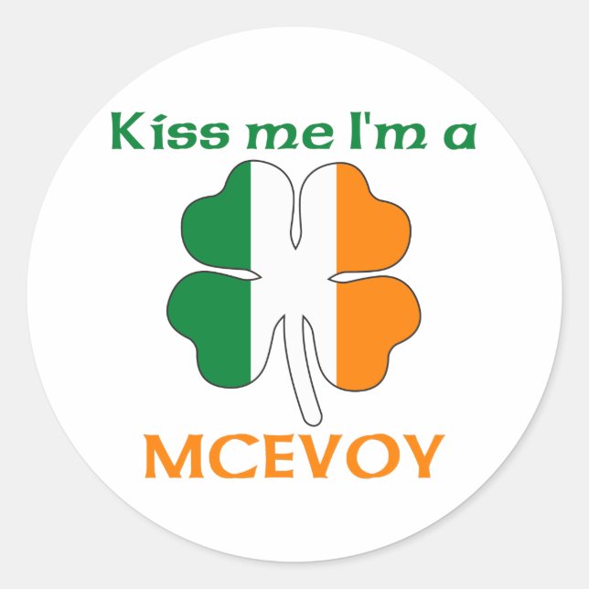 Adesivo Redondo Irlandês Personalizado Beija-me Eu sou Mcevoy (Frente)