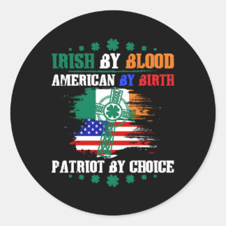 Adesivo Redondo Irlandês Por Blood American Por Nascimento Patriot