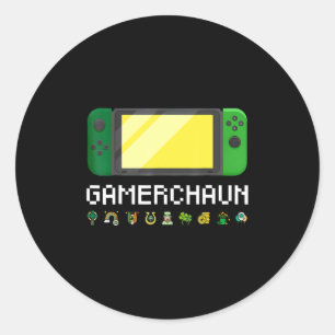 Adesivo Redondo Irlandês Video Game Controller Leprechaun Boys Rua