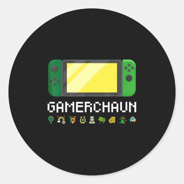 Adesivo Redondo Irlandês Video Game Controller Leprechaun Boys Rua (Frente)