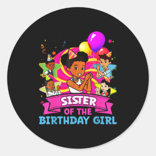 Adesivo Redondo Irmã Da Menina Do Aniversário Gracie Nk Boneca Fam