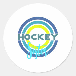 Adesivo Redondo Irmã de Hockey Com Círculos Modernos de Hockey