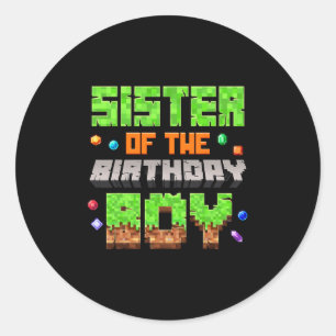 Adesivo Redondo Irmã do Menino do Aniversário Jogo de Vídeo Game P
