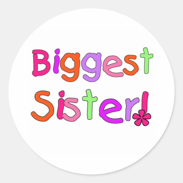Adesivo Redondo Irmã Maior do Texto Brilhante (Frente)