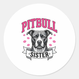 Adesivo Redondo Irmã Pitbull Design Vetorial de Amante de Cachorro