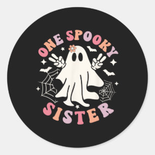 Adesivo Redondo Irmã Spooky Ghost Spooky Família Retro Halloween