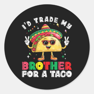 Adesivo Redondo Irmão Comercial Para Taco Cinco De Mayo Engraçado