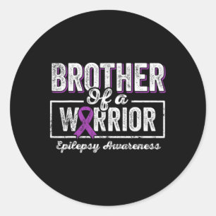Adesivo Redondo Irmão De Um Guerreiro Epilepsia Irmão Roxo Ribbo