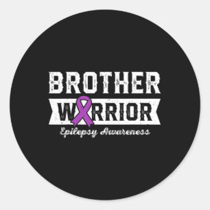 Adesivo Redondo Irmão De Um Guerreiro Epilepsia Irmão Roxo Ribbo