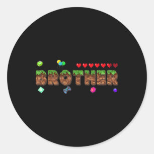 Adesivo Redondo Irmão do Menino do Aniversário Jogo de Pixel Corre