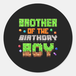 Adesivo Redondo Irmão Do Menino Do Aniversário Pixel Jogos Vídeo G