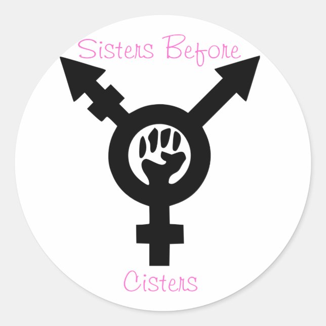 Adesivo Redondo Irmãs antes da Cisters Autocolantes transfeminista (Frente)