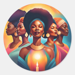 Adesivo Redondo Irmãs do Sol: Poder, Unidade e Luz