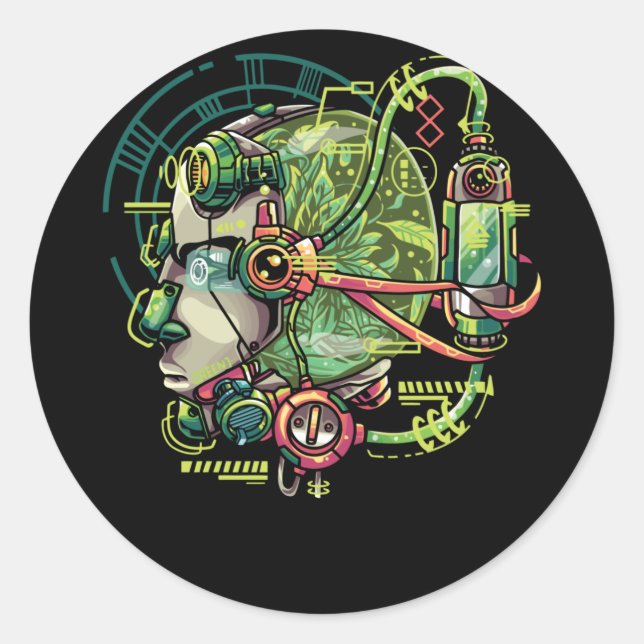 Adesivo Redondo IRobot ficar verde (Frente)