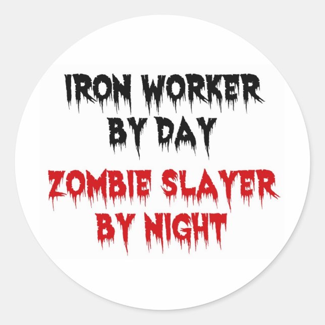 Adesivo Redondo Iron Worker Zombie (Frente)