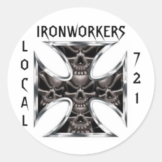 Adesivo Redondo Irontrabalhadores Skull IronCross Local, 721