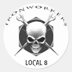 Adesivo Redondo IRONWORKER SKULL Local 8