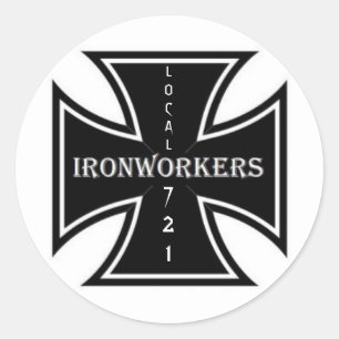 ADESIVO REDONDO IRONWORKERS IRONCROSS, LOCAL, 721
