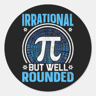Adesivo Redondo Irracional, Mas Bem Arredondado Pi Day Math Lover