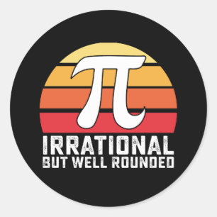 Adesivo Redondo Irracional, Mas Bem Arredondado Pi Day Math Vintag