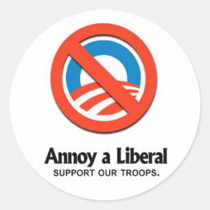 Adesivo Redondo Irrite um liberal - apoie nossas tropas
