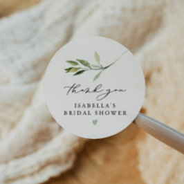 Adesivo Redondo ISABELLA Elegant Boho Greenery Leaf Bridal Shower