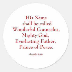 Adesivo Redondo Isaiah9: 6b "Seu nome será chamado Maravilhoso."